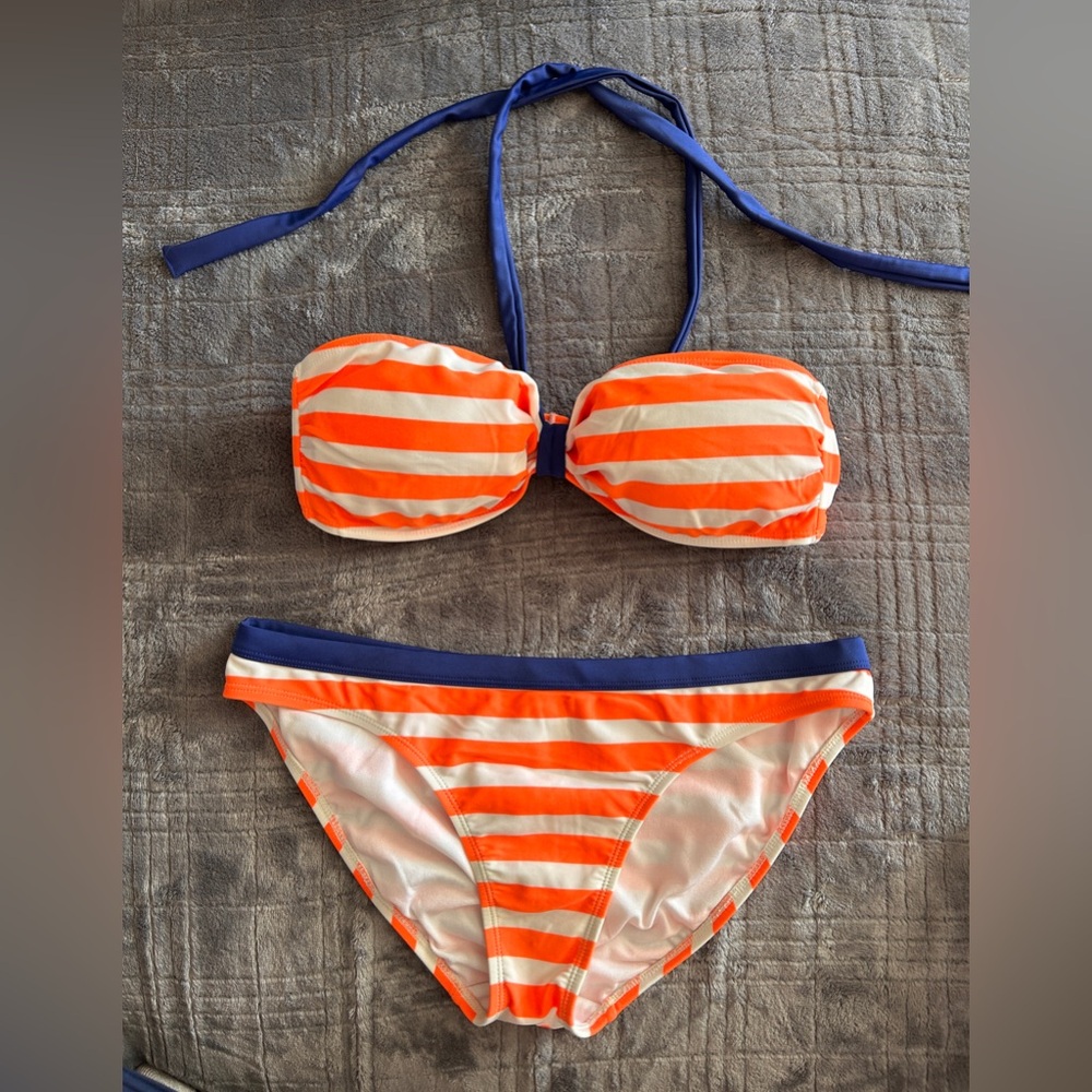Old Navy Orange Striped Bikini Swim Set
